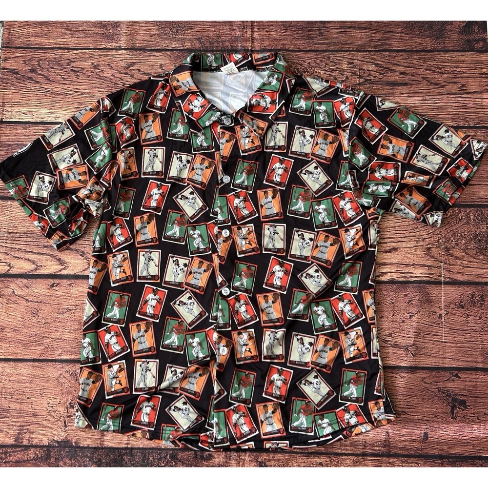San Francisco Giants MLB Baseball Legends Hawaiian Button-Up Shirt XL Stretch